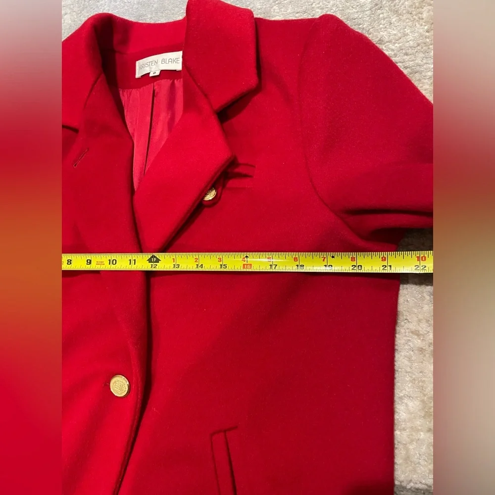 Vintage Kristen Blake Red Wool Blend Trench Coat Size 8 Union Tag EUC - Picture 10 of 13